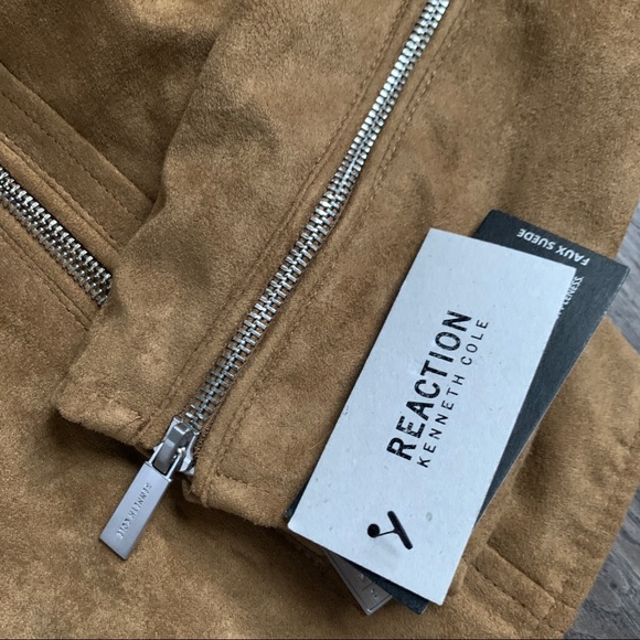 NWT Kenneth Cole Reaction Brown Suede Moto Jacket - Picture 5 of 5